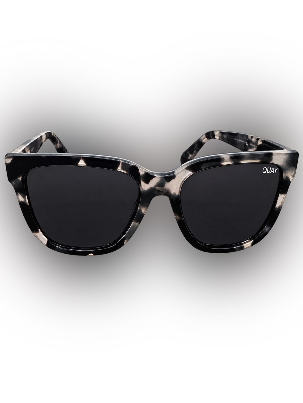 QUAY 57 Cat Eye Tortoise Shell Black Frame Gray Tinted Lenses UV400 145mm